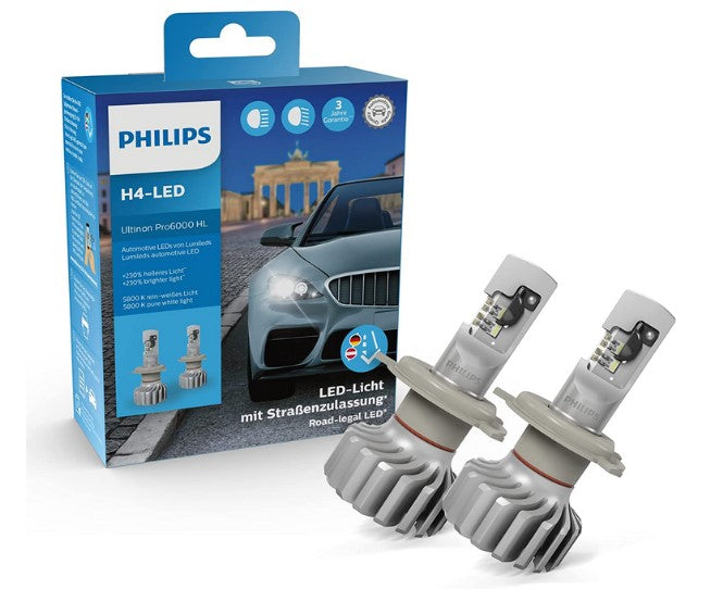 Philips Ultinon Pro6000 H4 LED Headlight Bulbs - Pair – Audette Collection  ~ Porsche Lighting Restoration & BEST-IN-CLASS Porsche Parts