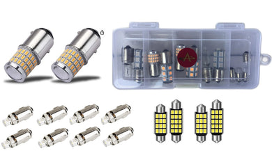 AC LED Hi-Performance Bulb Kit for Entire Car with multiple bulb types displayed.