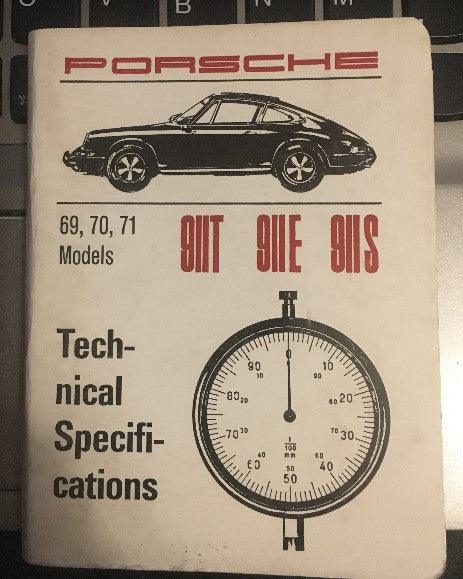 Porsche Technical Specifications Booklet - 69, 70, 71 Models - Audette Collection ~ Porsche Lighting Restoration & BEST-IN-CLASS Porsche Parts