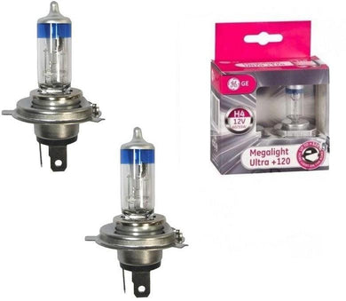 H5 to H4 bulbs conversion kit with two H4 bulbs and packaging.